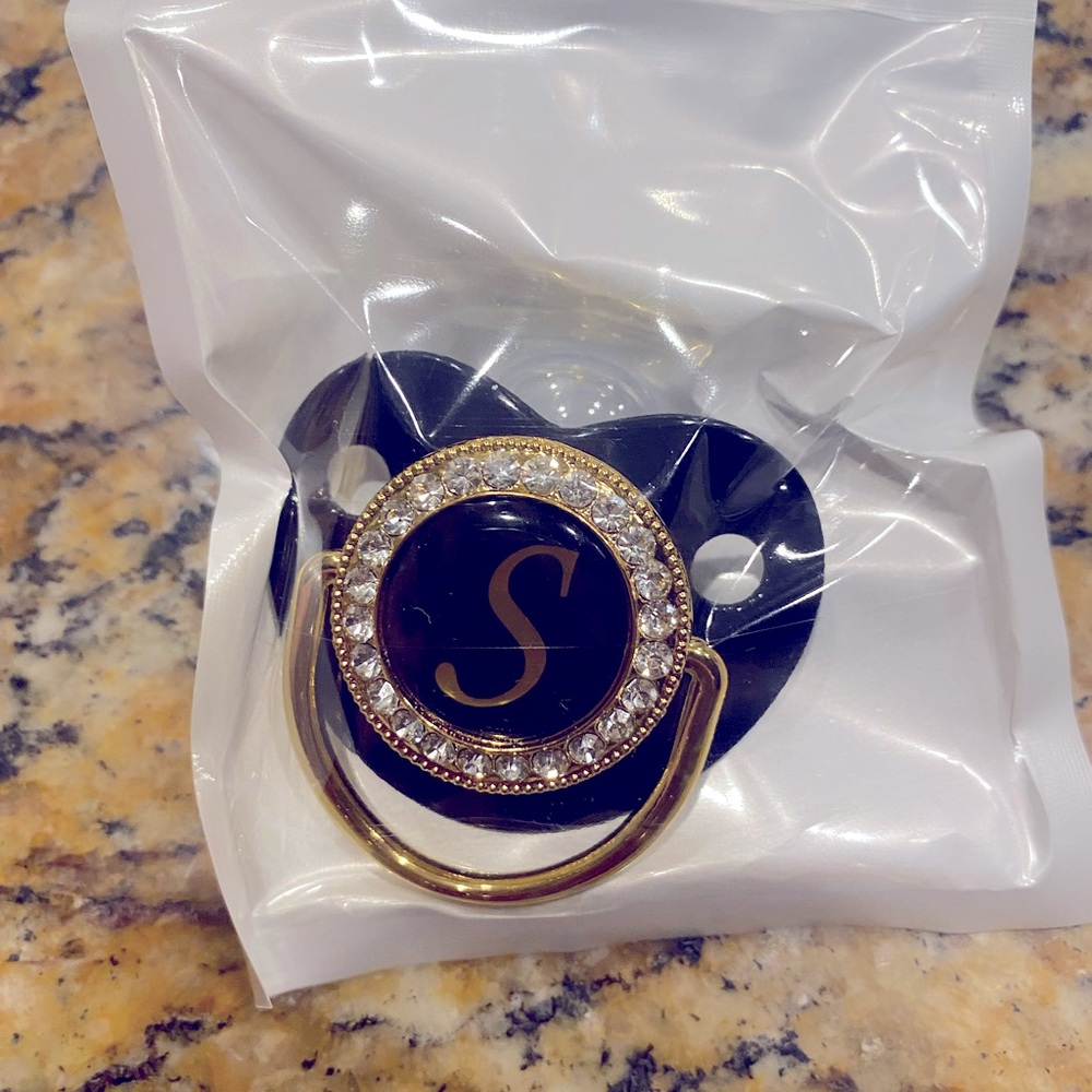 Monogram Gold/Bling Pacifier “S”